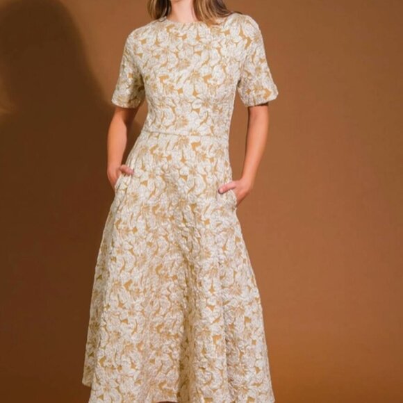 Flying Tomato Dresses & Skirts - 406. Textured Woven Fall Midi Dress